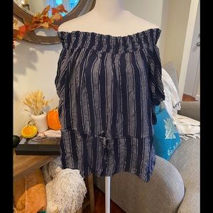 NWT Abercrombie & Fitch Off The Shoulder Blue Top